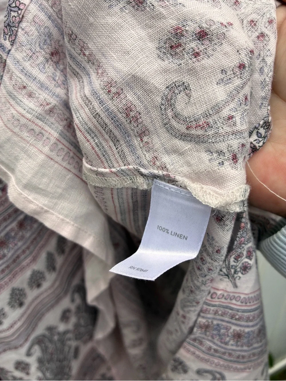 Pure Jill linen size L Sleeveless Paisley Beach Dress in Light Gray